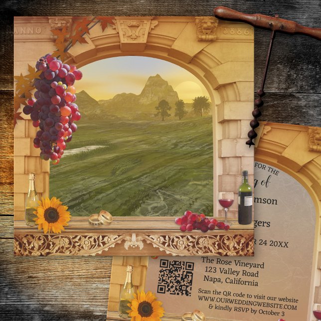 Vineyard Fall QR Code Wedding Invitation (Creator Uploaded)