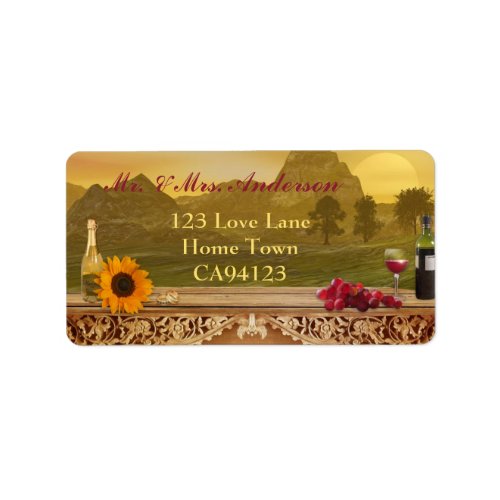 Vineyard Fall Wedding Address Label