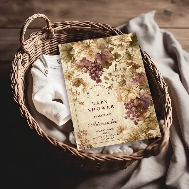 Vineyard Grape Floral Baby Shower Invitation (Creator Uploaded)