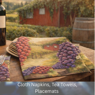 Vineyard Grapes Kitchen Towel Wine Lover Gift Napa