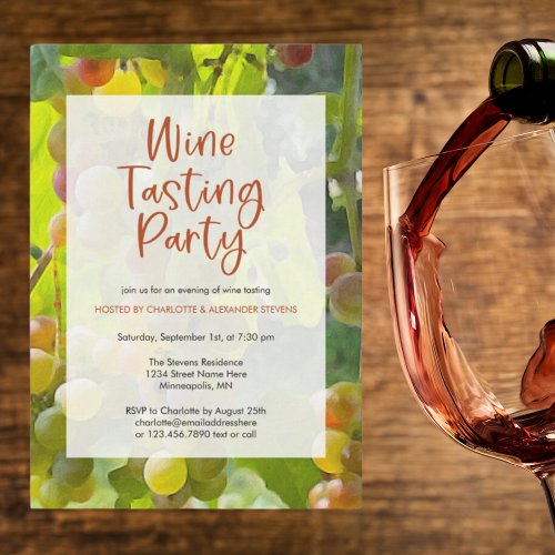 Vineyard Grapes Themed Wine Tasting Party Invitation