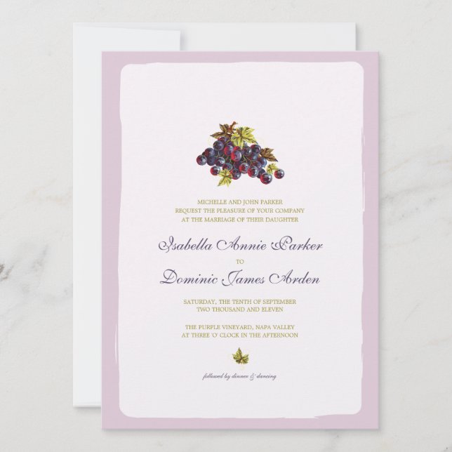 Vineyard Grapes Wedding Invitation Card (Front)