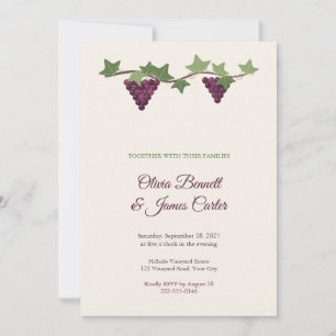 Vineyard Grapevine Wine Country Wedding Invite