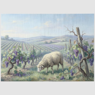 Vineyard Grazing Sheep Decoupage Tissue Paper