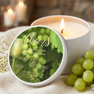 Vineyard Green Grapes Wine Glass Wedding Mini Candle Favors