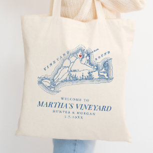 Vineyard Haven MA Wedding Favor Navy Blue Welcome Tote Bag