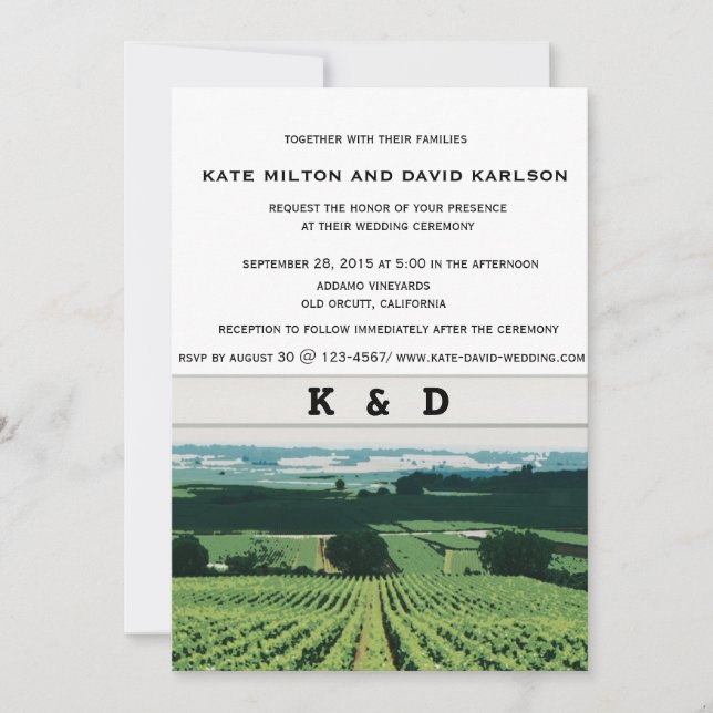 Vineyard Landscape Winery Wedding Invitation (Front)
