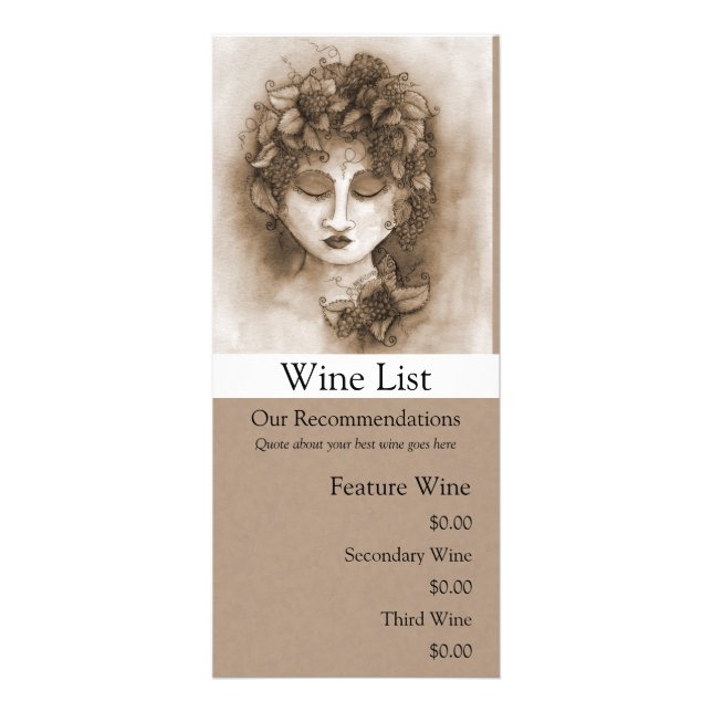 Vineyard Nymph Wine List Rack Card (Front)