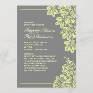vineyard or garden gray & yellow wedding invites