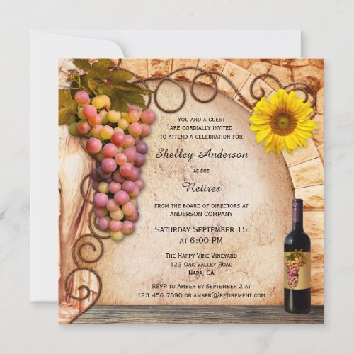 Vineyard or Wine Theme Retirement Party Invitation