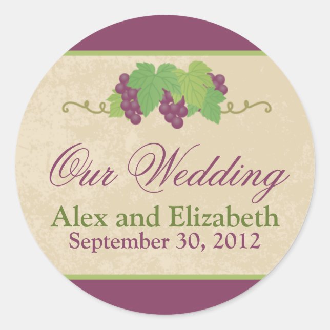 Vineyard Our Wedding Sticker (Parchment Texture) (Front)
