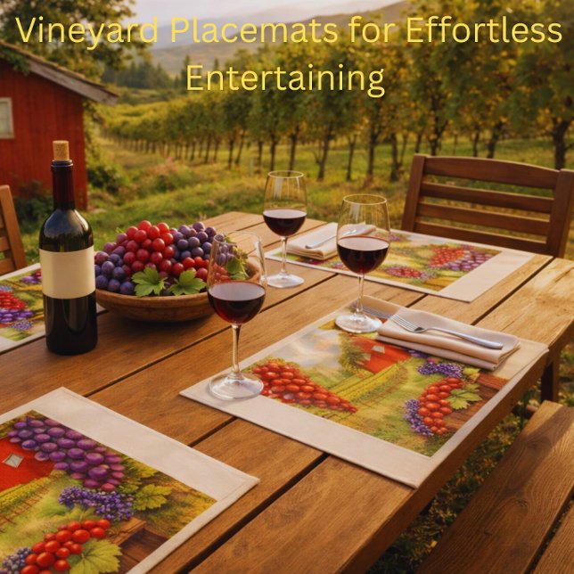 Vineyard Placemats Wine Country Table Decor (Colorful vineyard placemats with rich grape detail, perfect for wine country table collections)