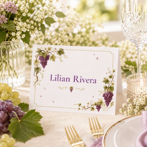 Vineyard Purple Grapes Elegant Watercolor Place Card