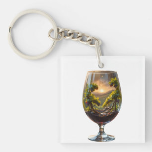Vineyard Reflections in a Chalice of Nature Keychain