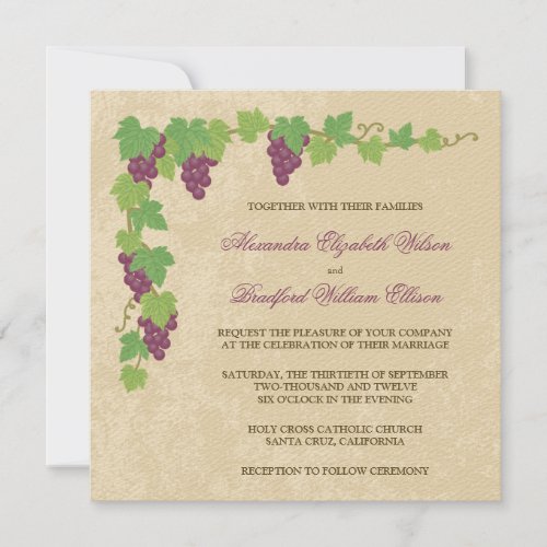 Vineyard Square Wedding Invitation Parchment