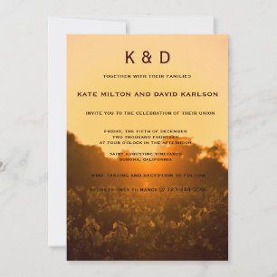 Vineyard Sunset Winery Wedding Invitation