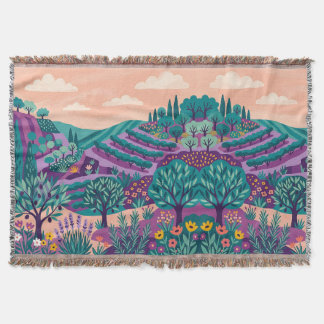 Vineyard Terrace Blanket – Purple Teal Art