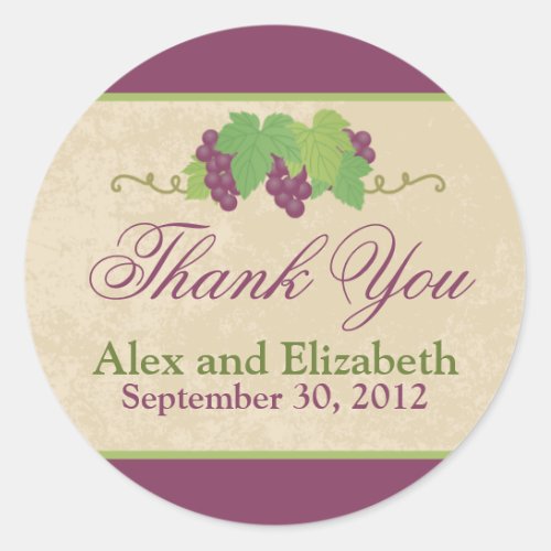 Vineyard Thank You Sticker Parchment Texture