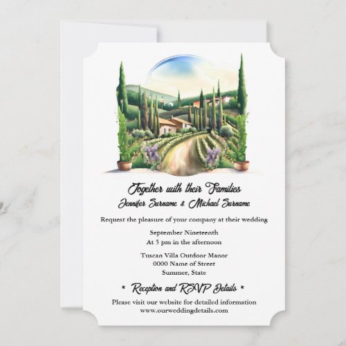 Vineyard Tuscan houses landscape wine farm Invitation