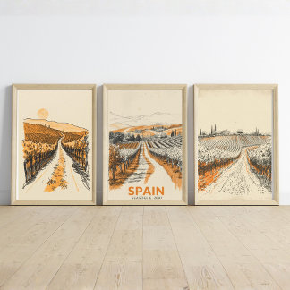Vineyard Vista – Retro Spanish Countryside Wall Art Sets