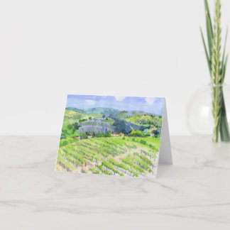 Vineyard. Watercolor art Thank You Card