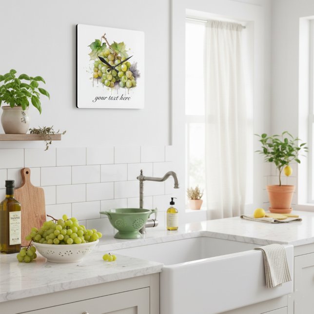 Vineyard Watercolor Grapes, custom Square Wall Clock (Creator Uploaded)
