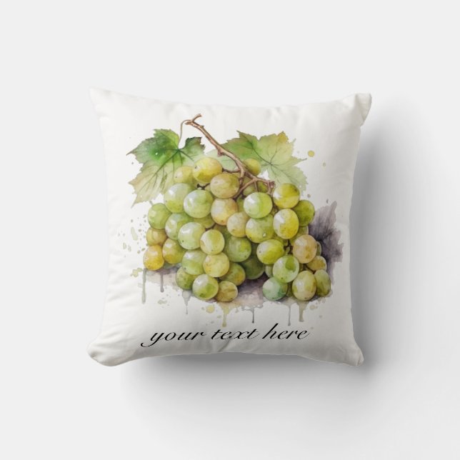 Vineyard Watercolor Grapes, custom Throw Pillow (Front)
