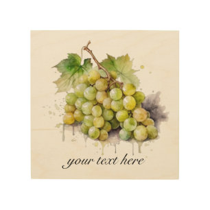 Vineyard Watercolor Grapes, custom Wood Wall Art