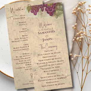 Vineyard Wedding Elegant Rustic Watercolor Program