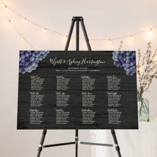 Vineyard Wedding Grapes Dark Wood Seating Chart Foam Board