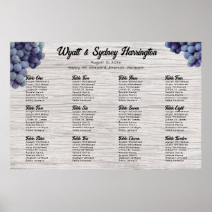 Vineyard Wedding Grapes Light Wood Seating Chart