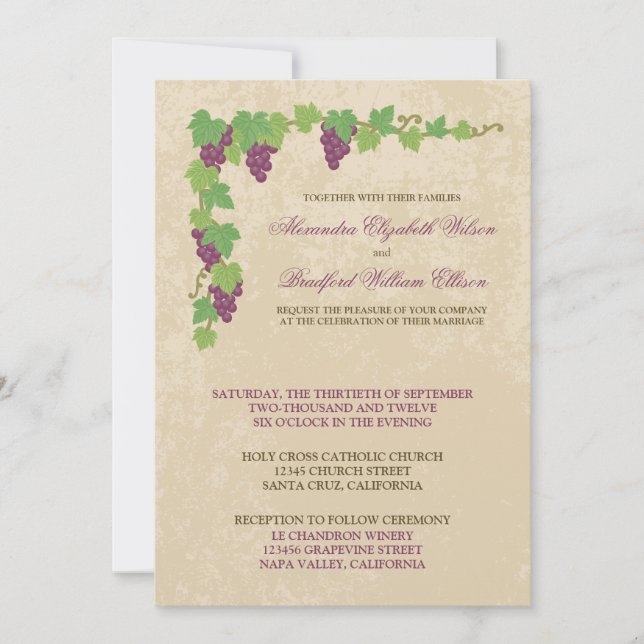 Vineyard Wedding Invitation (Parchment Texture) (Front)