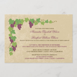 Vineyard Wedding Invitation (Parchment Texture)