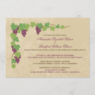 Vineyard Wedding Invitation (Parchment Texture)