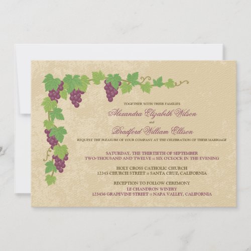 Vineyard Wedding Invitation Parchment Texture