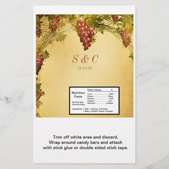 Vineyard Wedding Large Hershey's Wrapper (Front)