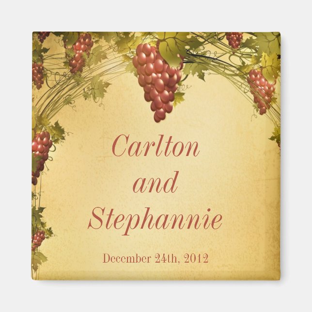 Vineyard Wedding Magnet Favor (Front)