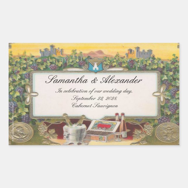 Vineyard Wedding Personalized Wine Bottle Labels (Front)