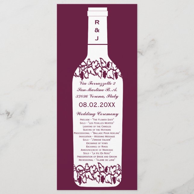 Vineyard Wedding Program (Front)