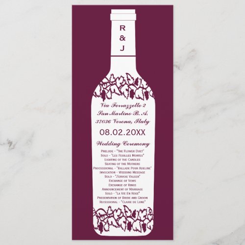Vineyard Wedding Program Custom Invites