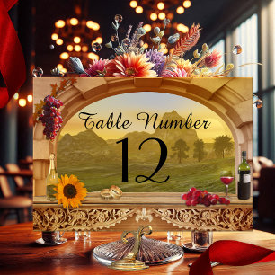 Vineyard Wedding Table Number Card