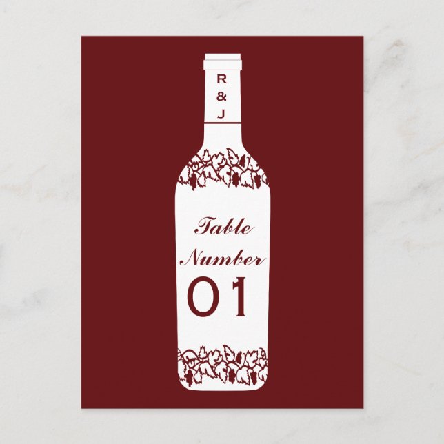 Vineyard Wedding Table Numbers (Front)