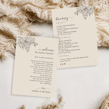 Vineyard Wedding Welcome Letter Itinerary Card