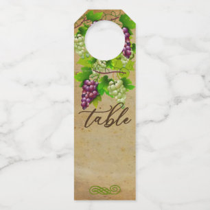Vineyard Wedding Winery Grapes Table Number Bottle Hanger Tag
