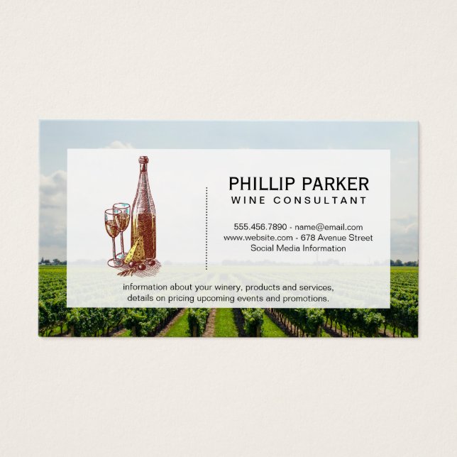 Vineyard | Wine Bottle and Glass (Front)