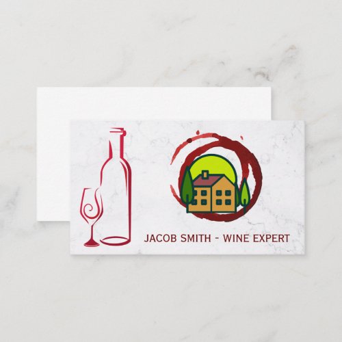 Vineyard  Wine Bottle Glass Logo  Business Card