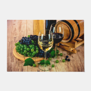 Vineyard Wine Grapes and Glasses Kitchen Doormat
