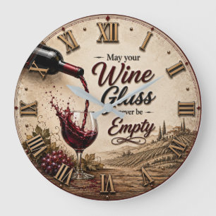 Vineyard Wine Lover Decor Large Clock