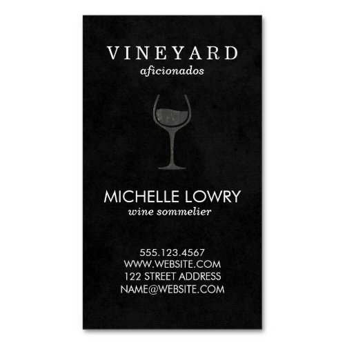 Vineyard Wine Lux Black Business Card Magnet