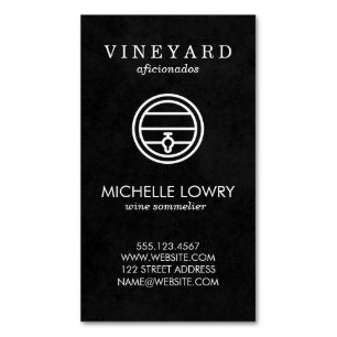 Vineyard Wine Lux Black Wine Tasting Business Card Magnet